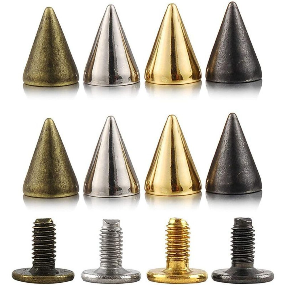 (Mix) 10sets 7*10mm Bullet Cone Colored Studs And Spikes For Clothes Diy Handcraft Garment Rivets For Leather Bag Shoes