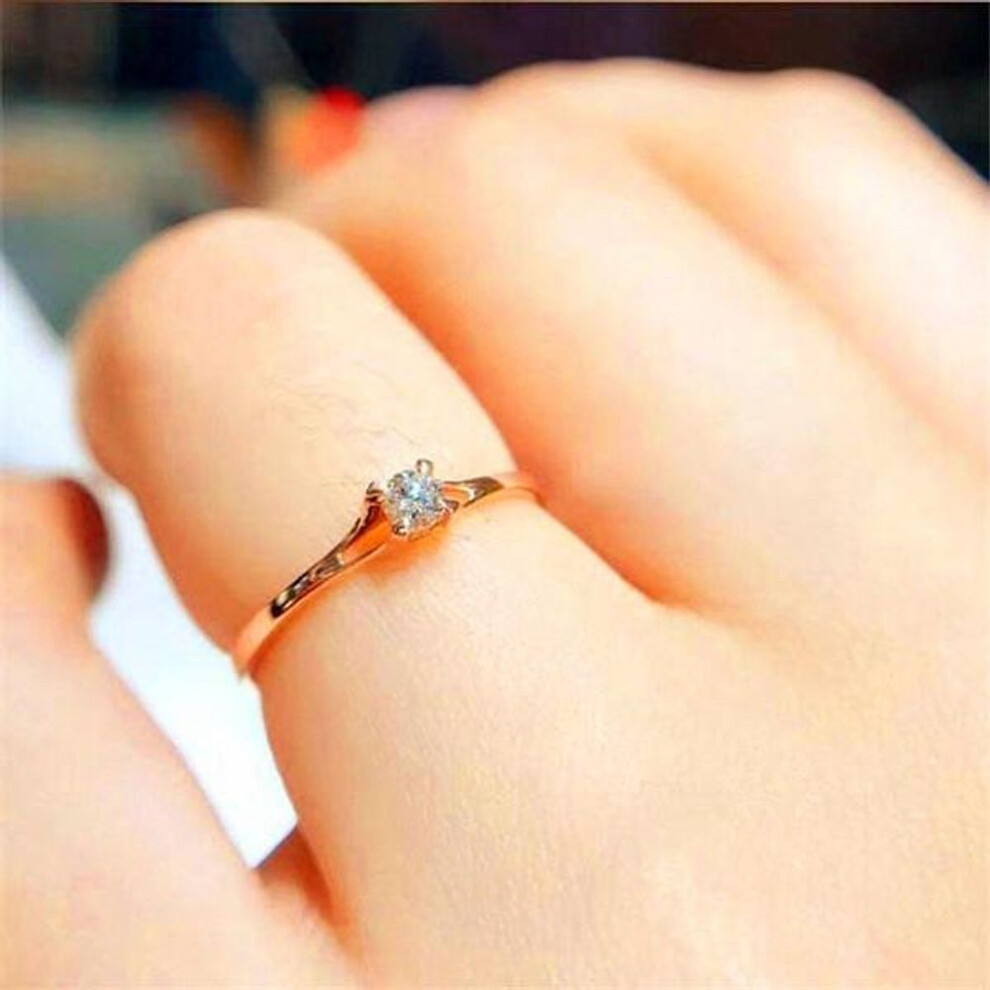 (rose gold, 10) Fashion Round Cut White Crystal Wedding Bridal Rings Jewelry Gift For Women Size 6-10