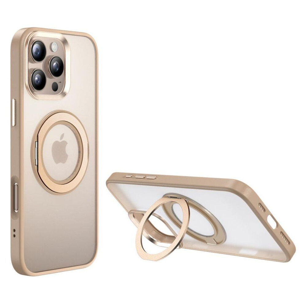 (as the picture, Desert Gold) For Iphone 16 Pro Max Case Rotating Magnetic Kickstand Tpu+pc Protective Cover