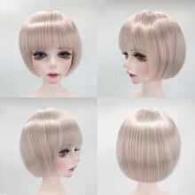 (As show, One size) Cute Girl Bangs Short Hair Wig Hairpiece For 1/6 Doll DIY Making Accessories White