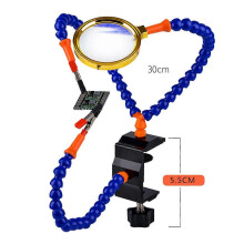 (As show, One size) 2 Arms Soldering Stations Desk Clamp Set W/ Alloy Base W/ Magnifying Lens