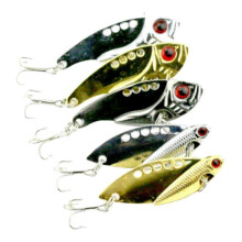 (As show, One size) 5 Pieces Mixed Colors VIB Spoon Fishing Hard Lure Bass Crank Bait Vibration Fishing Tackle Tools Artificial Bait