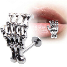(As show, One size) Women Skull Hand Lip Piercing Jewelry Punk Piercing Skeleton Lip Labret