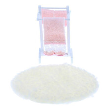 (As show, One size) 1/12 Scale Rack with Towel and Floor Rug Dollhouse Miniature Decoration