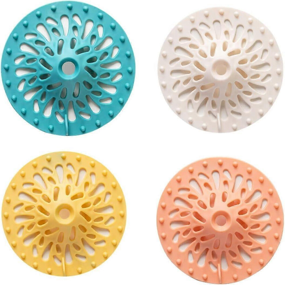 (As show, One size) Durable Silicone Hair Plug Shower Drain Cover Easy to install and clean Suitable for bathroom bathtubs and kitchens (4 pcs, multic-image-OPC-PHSQ76Y-NEW