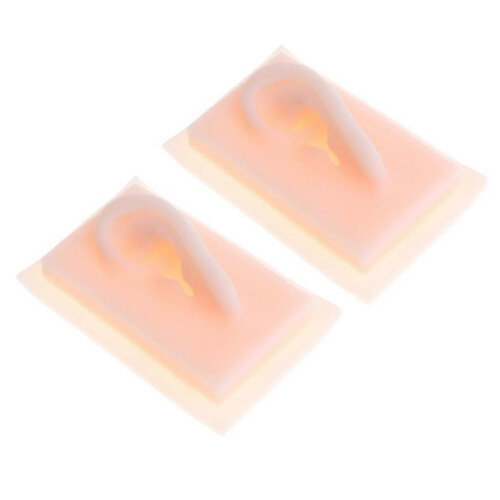 (As show, One size) 2Pcs Lifesize Silicone Human Left Acupuncture Ear Model  Study Kit 2