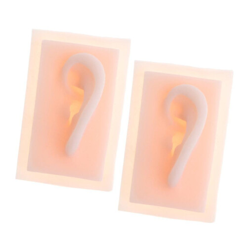 (As show, One size) 2Pcs Lifesize Silicone Human Left Acupuncture Ear Model  Study Kit