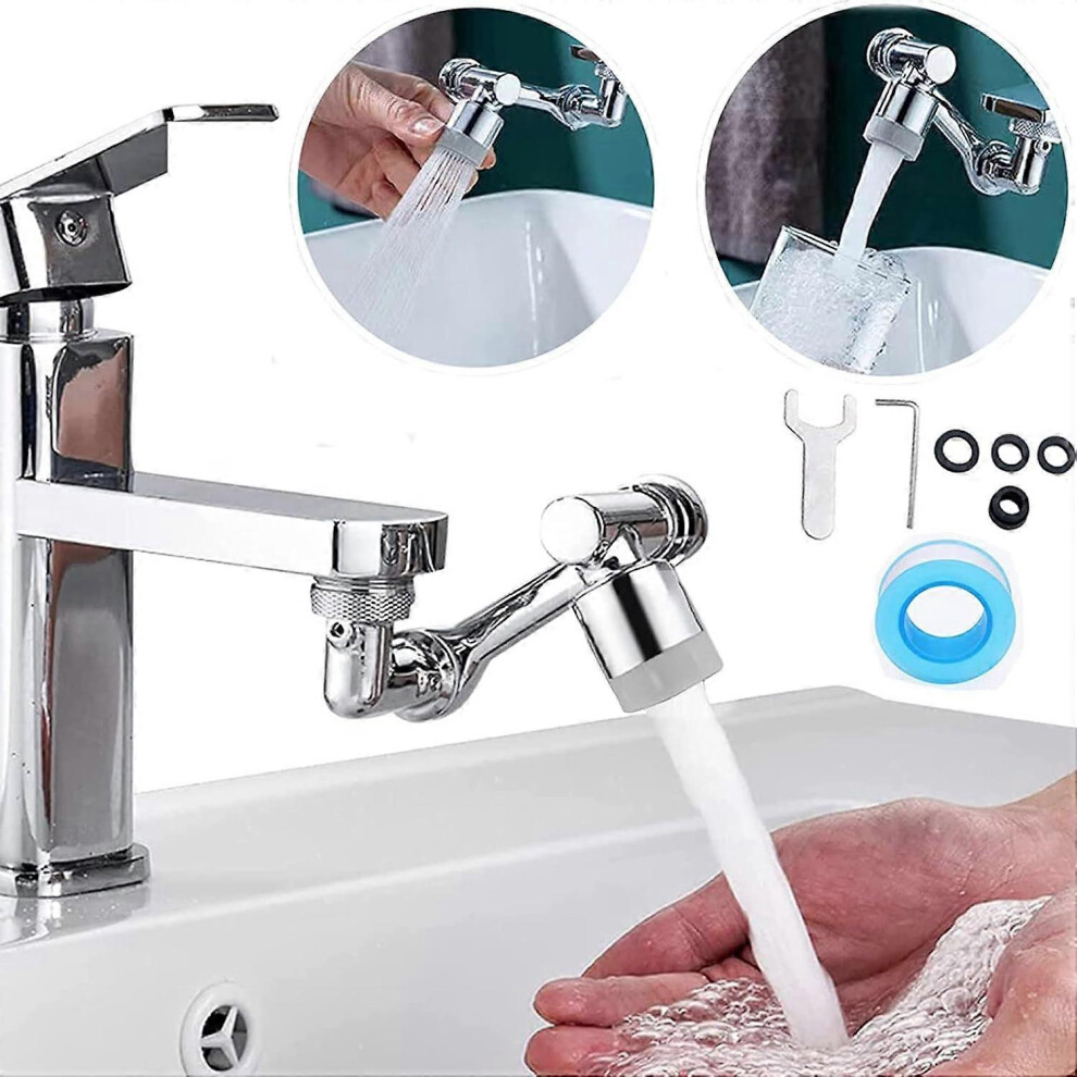 (As Show, One Size) Universal 1080 High Angle Swivel Faucet Extender, Aerator Arm Spout Faucet Adapter, Anti-Splash Filter With 2 Spout Modes 4633503743950