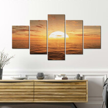 (As show, One size) Sunrise at Sea Wall Art Canvas Print Landscape Painting Ready to Living Room Home Decor
