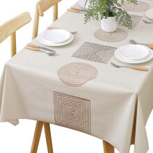 (As show, One size) Heavy Duty Vinyl TableclothPlastic Tablecloth for Kitchen Dining TableWipeable PVC Waterproof Tablecloth(137.16 cm x 137.16 cm, Geometric)