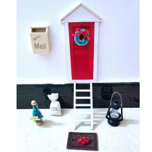 (As show, One size) DIY Dollhouse Christmas Scene Kit Pretend Toy Kids Toys Furniture Toys Door Decor