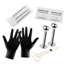 (N343, One size) 10pcs/Set Piercing Tool Kit Ear Nose Navel Nipple Needles Set Fashion Body Jewelry - Style 3, 14G