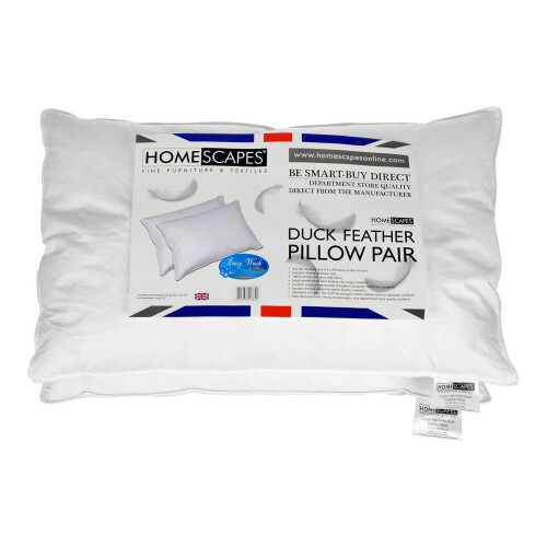 Homescapes Homescapes White Duck Feather Pillow Pair 1