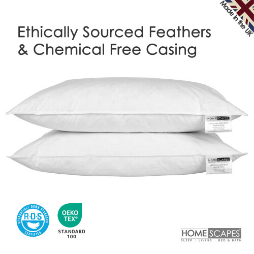 Homescapes Homescapes White Duck Feather Pillow Pair 2