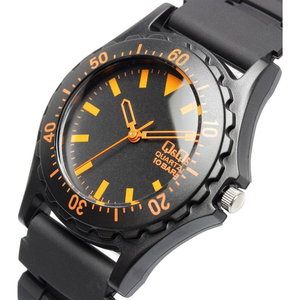 Citizen Watch Analog Display Color Watch Rubber Black Orange Divers Design Men Women Kids [citizen Q&q] Q&q