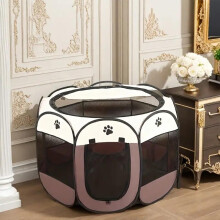 Multi-Pet Octagonal Playpen with Mesh Ventilation(Grey,Medium size)