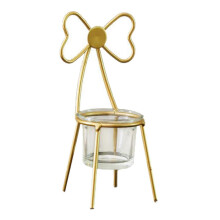(Butterfly, One size) Tabletop Iron Chair Tea Light Stand Holder Potted Candle Holder Bowknot