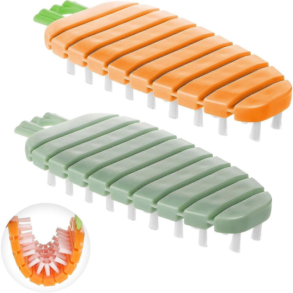 (As show, One size) 2 Pieces Flexible Vegetable Brush Fruit and Vegetable Cleaning Brushes Potato Scrubber Produce and Veggie(Orange, Green)-image-OPC-PHSQNKH-NEW