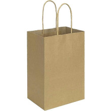 (As show, One size) 50 Pack 5.25x3.25x8 inch Plain Brown Small Gift Paper Bags with Handles Bulk, HEYONE Kraft Paper Bags, Party Favors Grocery Retail Shopping Bags, Craf