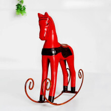 (Red, One size) Wooden Rocking Horse Kids Toys Desktop Ornament Childhood Memory Home Decor - Red