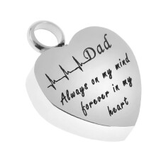 (Dad, One size) Stainless Steel Heartbeat ECG Cremation Urn Memorial Pendant Dad