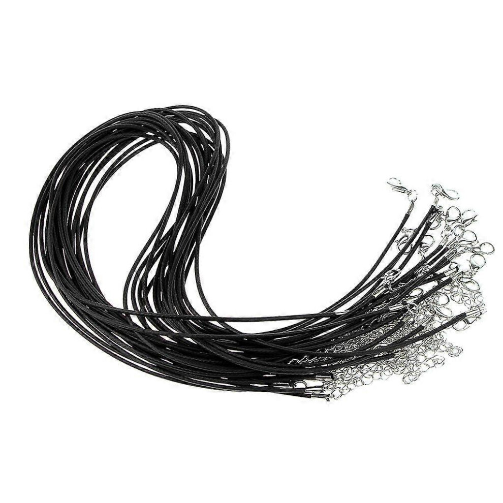 (Purple, One Size) 20Pcs 1.5Mm Leather Wax Cord Rope Chain Lobster Clasp Diy Pendant Necklace - Brown, 41Cm 4633730187923
