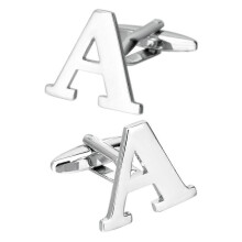 (D, One size) Alphabet Letter A-G Cuff Links Brass English Letter Cufflinks Business Mens Jewelry - E, 19x20mm