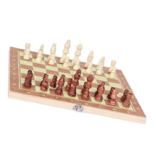 (As show, One size) Travel Chess Set 3 in 1 Chess Checkers Backgammon Set for Adults Kids, Folding Board 15.3 Inch, BPA Free Wood Material