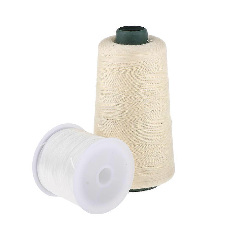 Kikidex Unisex Black,Cream (Beige, One Size) Pro Hair Track Weft Weave Threads For Sew Needle J+I+C Pins For Clip In Extension Tool For Natural Hair,Ponytail,Hair Slice,Wigs - B