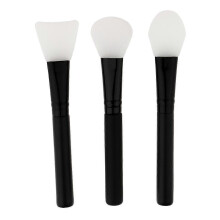 (Clear, One size) 3x Silicone Head Mixing Applicator Brushes Brushes Wooden Handle for Facial Mask, Mud Mask, Body Lotion Application - Clear, 14.5 cm