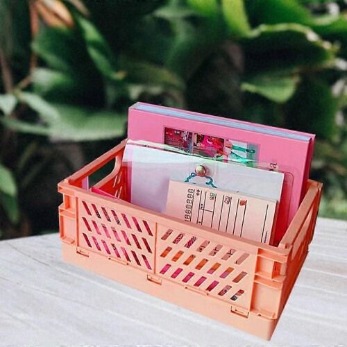 (green, One size) Plastic Storage Basket Folding Multifunctional Mini Box Organization for Desktop - green