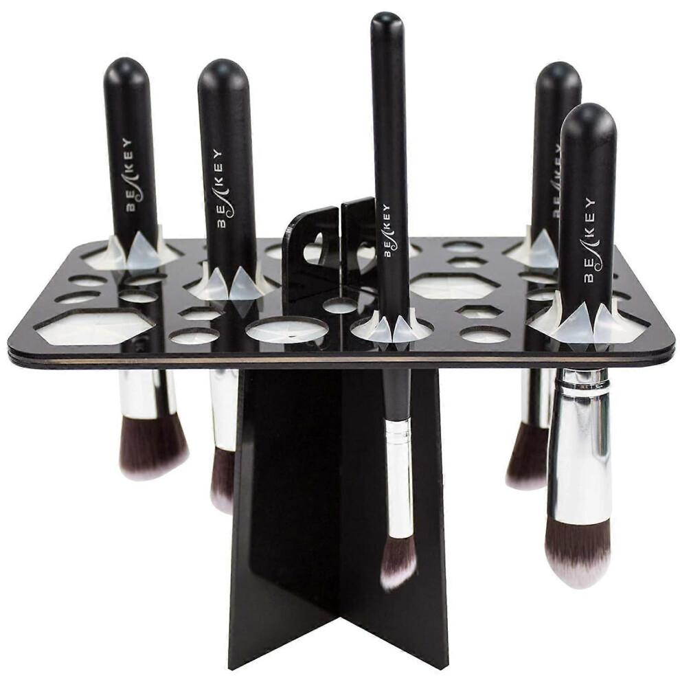 Kikidex Black (As Show, One Size) Makeup Brush Drying Rack, Collapsible Makeup Brush Holder, 28 Holes Makeup Brush Dryer Stand