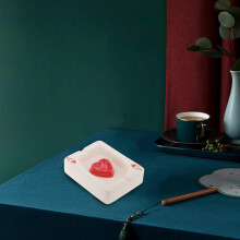 (As show, One size) Ceramic Cigarette Ashtray Poker Desktop Modern Craft Ornament Ash Tray Red