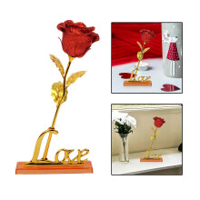 (Golden, One size) Artificial Rose Flowers with Stand Handcrafted for Anniversary Day Mother'S Day Valentine'S Day - Blue