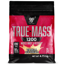 BSN True Mass 1200, Mass Gainer Protein Powder with Whey Isolate and Carbohydrates, Weight and Muscle Gain and Post Workout Recovery, Vanilla Ice