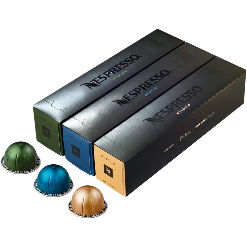 Nespresso Vertuo Coffee Pods, Pack Of 30, 10 X Melozio, 10 X Stormio, 10 X Odacio Capsules For Machines. Make Espressos, Cappuccino And