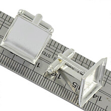 (As show, One size) 6x Square Blank Setting Base Pad Cuff Link DIY Formal Cufflinks Silver White