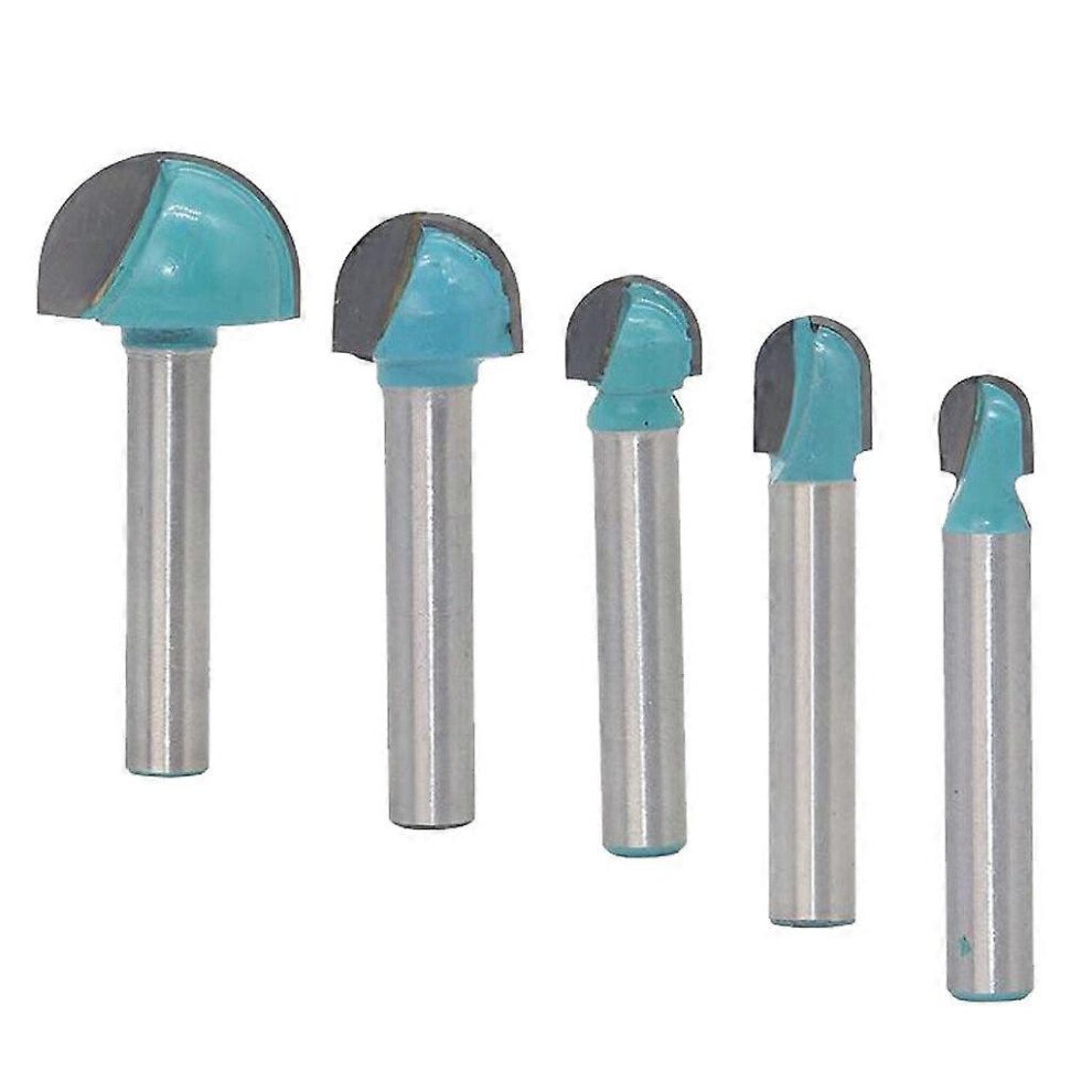 (As Show, One Size) 5Pcs Round Nose Cove Core Box Router Bit Cutter For Woodworking 5413693826959