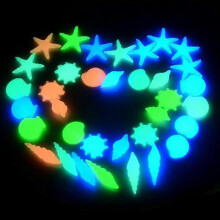 (N009, One size) 70Pcs Glow in Dark Luminous Stone Pebble Conch Shell Aquarium Fish Tank Walkway DIY Decor White