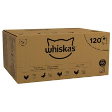 Whiskas 1+ Adult Wet Cat Food Poultry Selection in Jelly 120 x 85g Pouches Megapack, Tender Cuts in Flavoured Gravy, Nutritionally Complete, Easy to