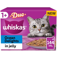 Whiskas 1+ Ocean Delights in Jelly, 144 x 85g Pouches, Adult Wet Cat Food
