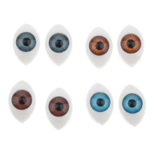(As show, One size) Oval Flat Back Plastic Eyes 6mm Iris for Porcelain or Reborn Dolls Making DIY Supplies Pack of 4 Pairs