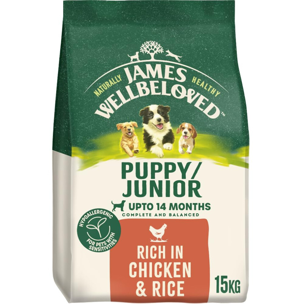 James Wellbeloved Puppy And Junior Dog Food With Chicken And Rice 15Kg
