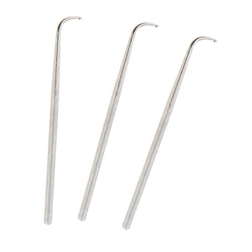 (M, One size) 3 HOOK NEEDLES with HOOK / MICRO SEWING for HAIR EXTENSION - Silver, S 2