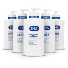 E45 Body Lotion 500 ml x5 Pack ? E45 Moisturising Lotion with Pump ? Daily Moisturiser for Long-Lasting Hydration for Dry Skin and Sensitive Skin ?