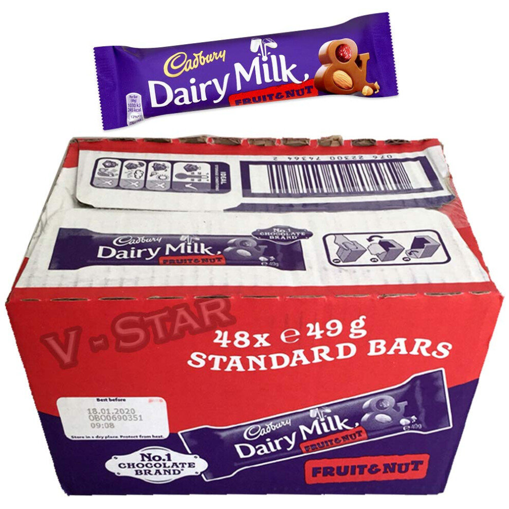 Cadbury Dairy Milk Fruit & Nut 49G X 48 Bars Chocolates | Full Box - 18.01.2020