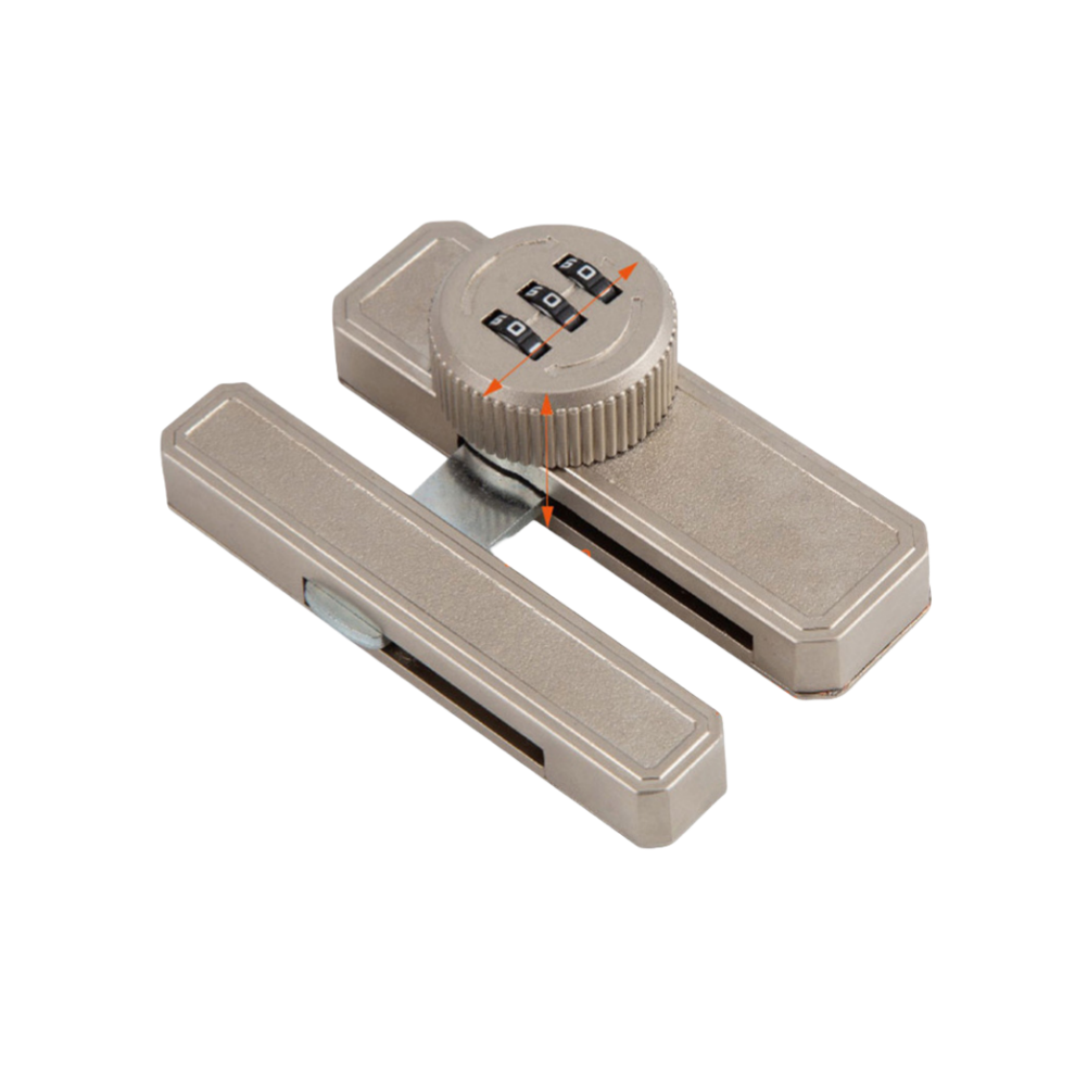 Password Lock Double-Opening Cabinet Lock Refrigerator Lock Wardrobe Mechanical File Cabinet Lock (Pearl Nickel) 688249436141