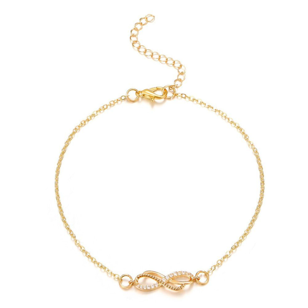(gold) Summer Beach Golden Silver 8-shaped Foot Chain Simple Temperament  Anklet Thin Chain Woman Fashion