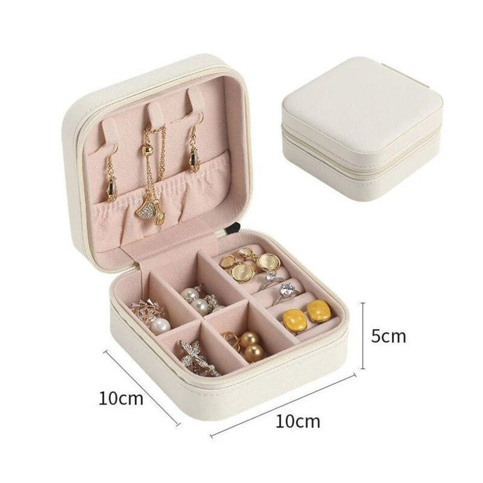 (white) Jewelry Organizer Display Travel Jewelry Case Boxes Portable Jewelry Box Leather Storage Joyeros Organizador De Joyas