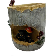 (As show, One size) Decorative Black Bear Flower Sedum Succulent Pot Planter Bonsai Trough Box Plant Bed Office Home Garden Pot Decor